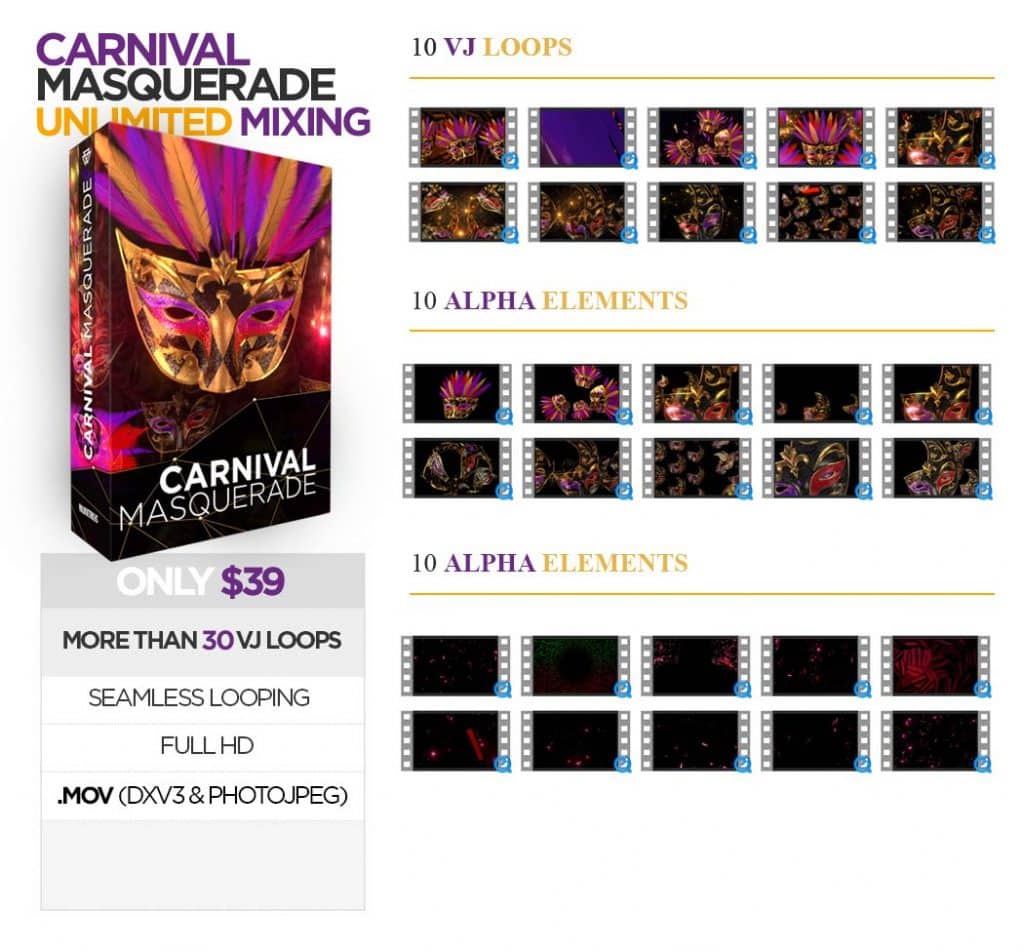 Carnival Masquerade 10 VJ Loops Volumetricks VJ Loops Store